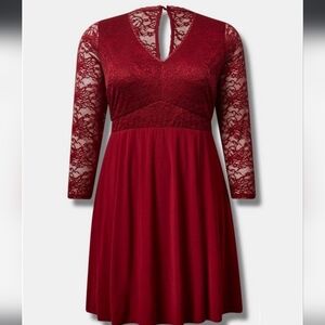 Fit & Flare Red Lace Dress